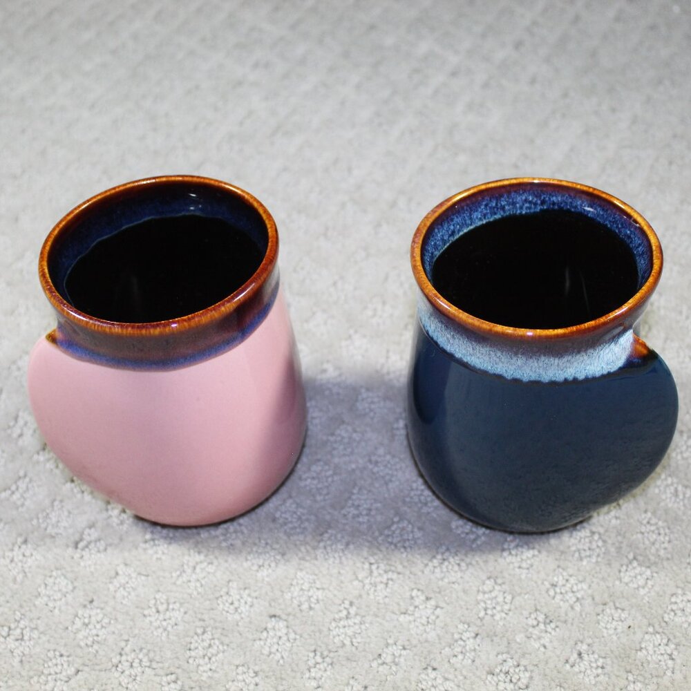 Selamica Ceramic Mug Set - Pink Left Handed & Blue Right Handed Novelty Handwarm